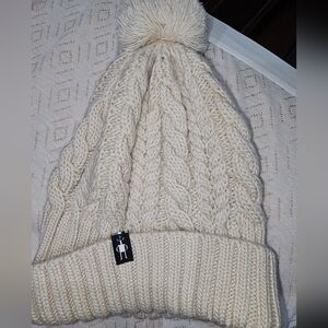 SMARTWOOL winter beanie hat  Cable Knit Pom Hat - Ivory